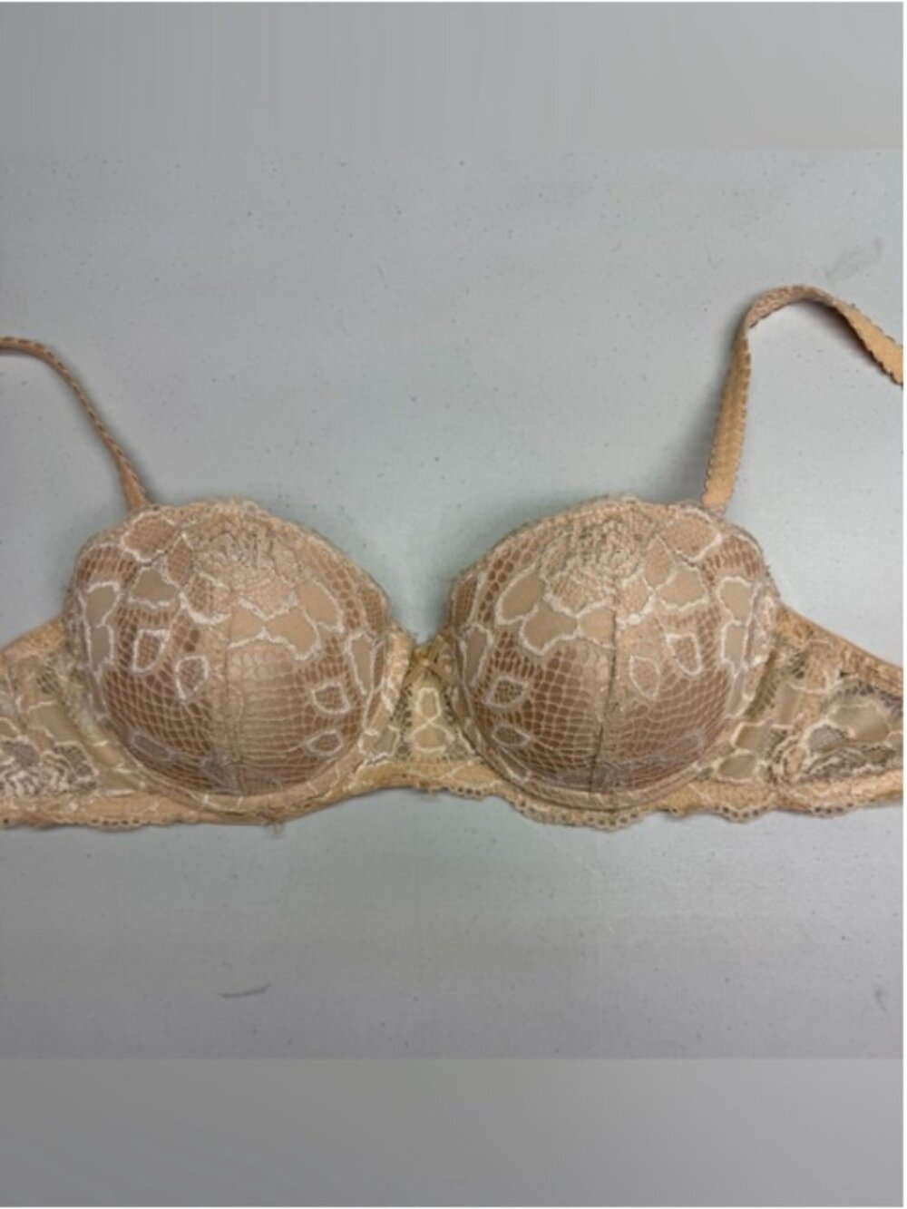 La Vie en Rose Beige Lace Push-Up Bra 34B Removable Pads Underwire *P1014